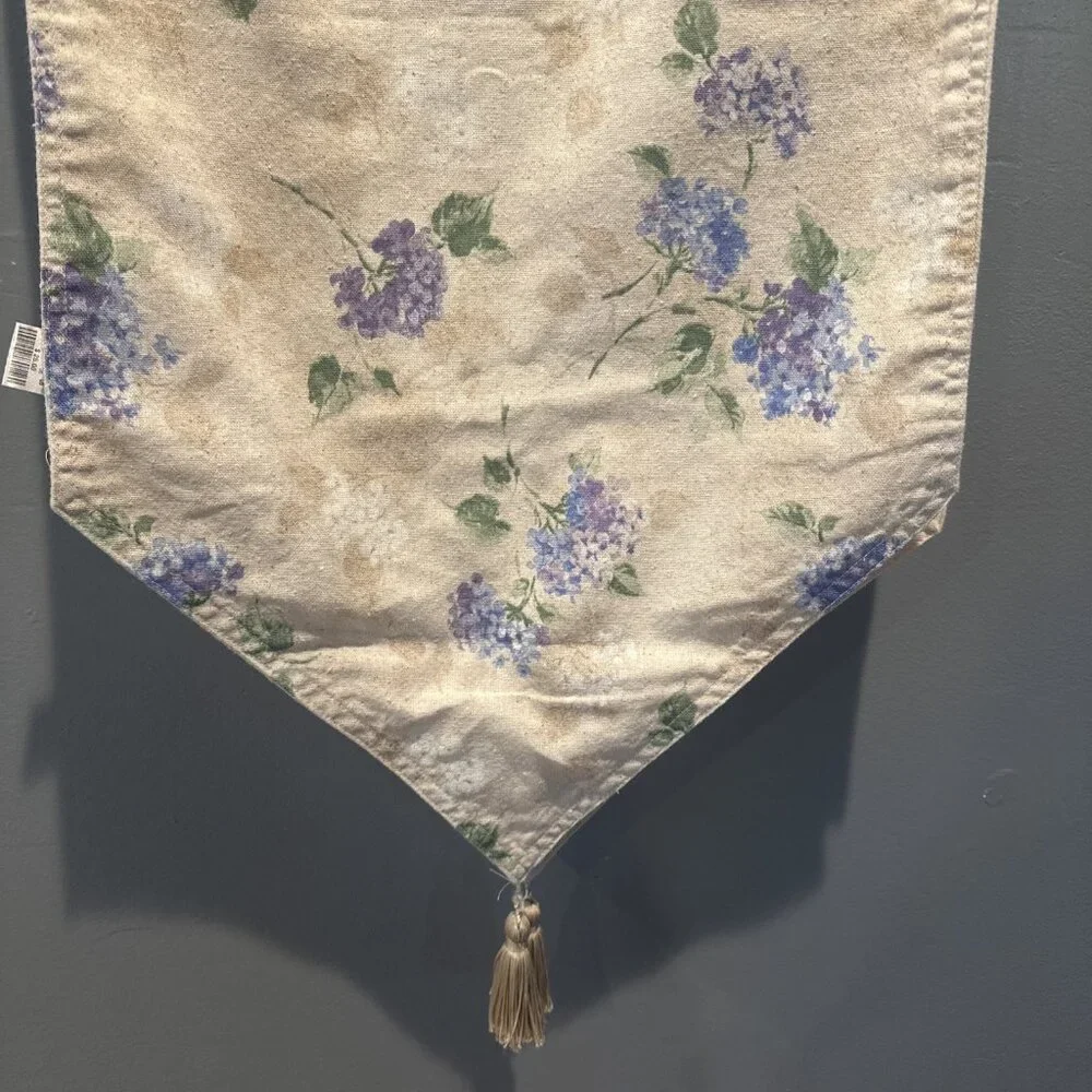 Pier One imports Floral table runner Beige Tassels Floral Pattern Holiday Decor